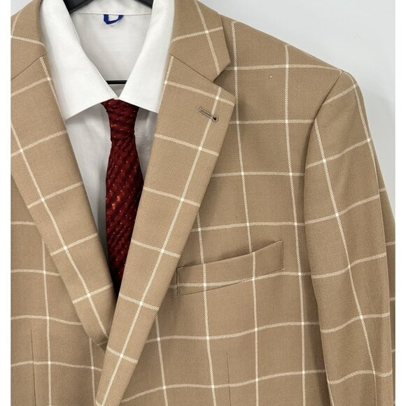 NEW INDOCHINO jacket blazer sport coat windopane plaid custom extra long 52XL - Picture 4 of 12